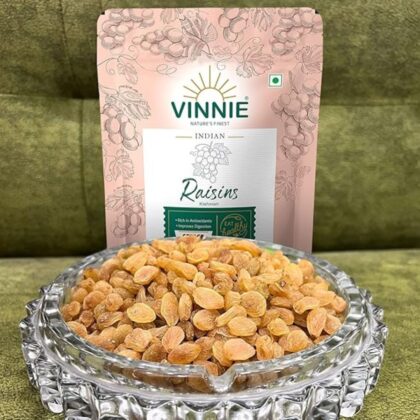 Vinnie Golden Fresh Raisins – Premium Green Kishmish | Rich in Iron & Vitamin B Fibre & Potassium | Vinnie Dry Fruits | Healthy and Tasty Snacks | Dried Grapes - 250G