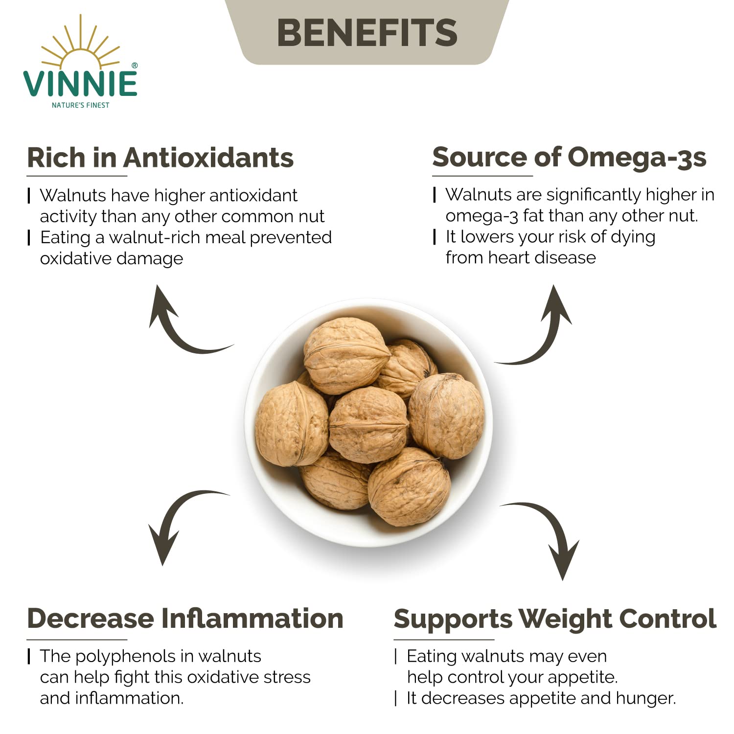 Vinnie Walnut Shell - 500g | Premium Chilean Select Akhrot | Fresh & Crunchy Walnuts Inshell|Natural Raw Whole Dry Fruits Nuts|High In Protein & Anti-Oxidants|Brain Food|Healthy Snack Gift - Image 3